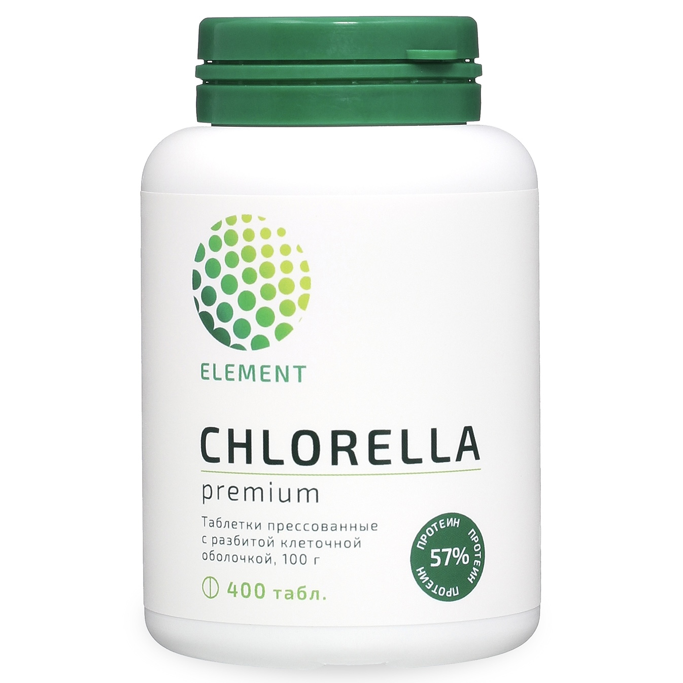 

Хлорелла ELEMENT, высшего качества, 400 таблеток по 250 мг, банка 100 г. (курс на месяц).