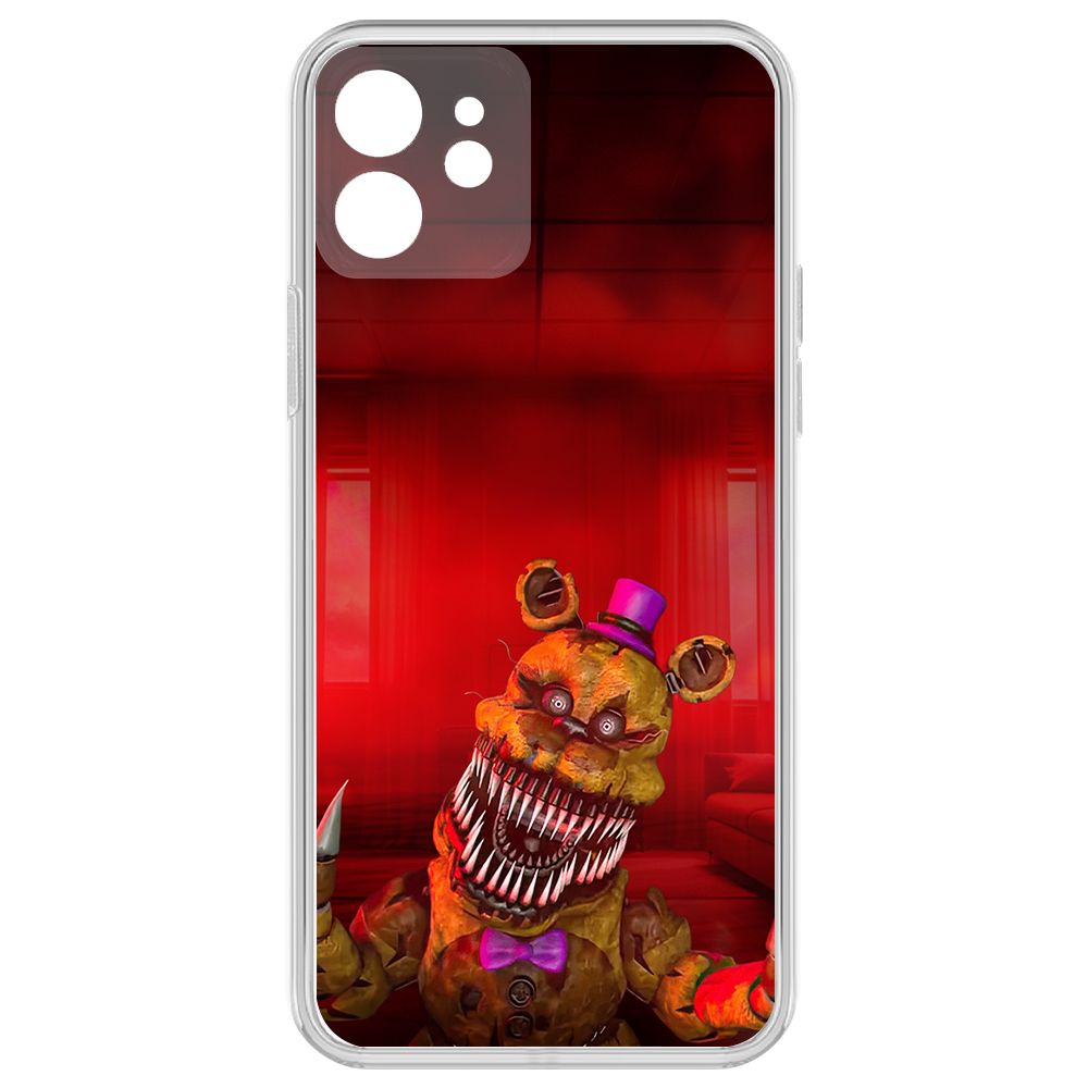 

Чехол-накладка Krutoff Clear Case ФНАФ - Фредди атакует для iPhone 12 с защитой камеры, Прозрачный
