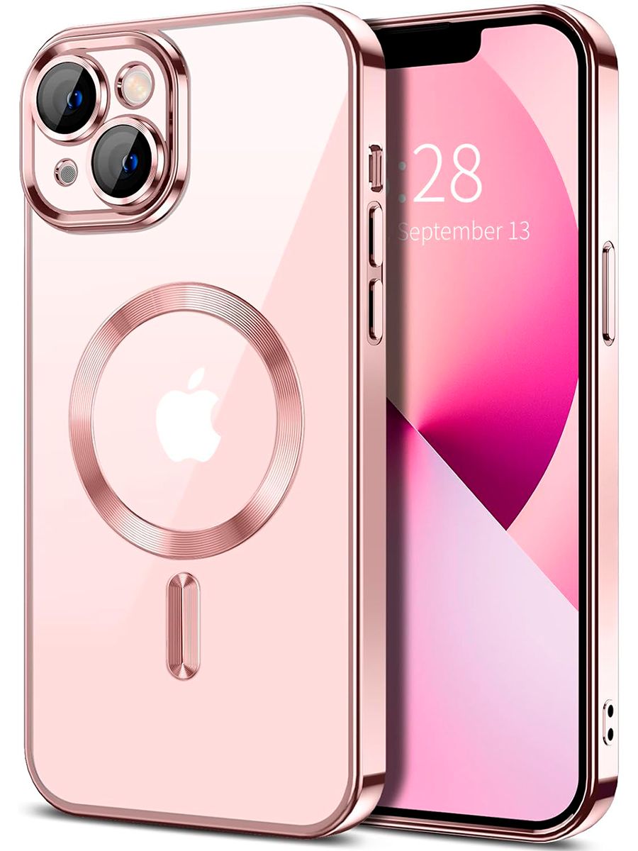 Силиконовый чехол для Apple iPhone 14 Plus с MagSafe, розовый