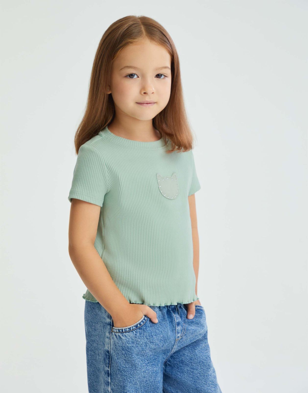 

Футболка для девочки Gloria Jeans GKT022355 оливковый 2-3г/98, Зеленый, GKT022355