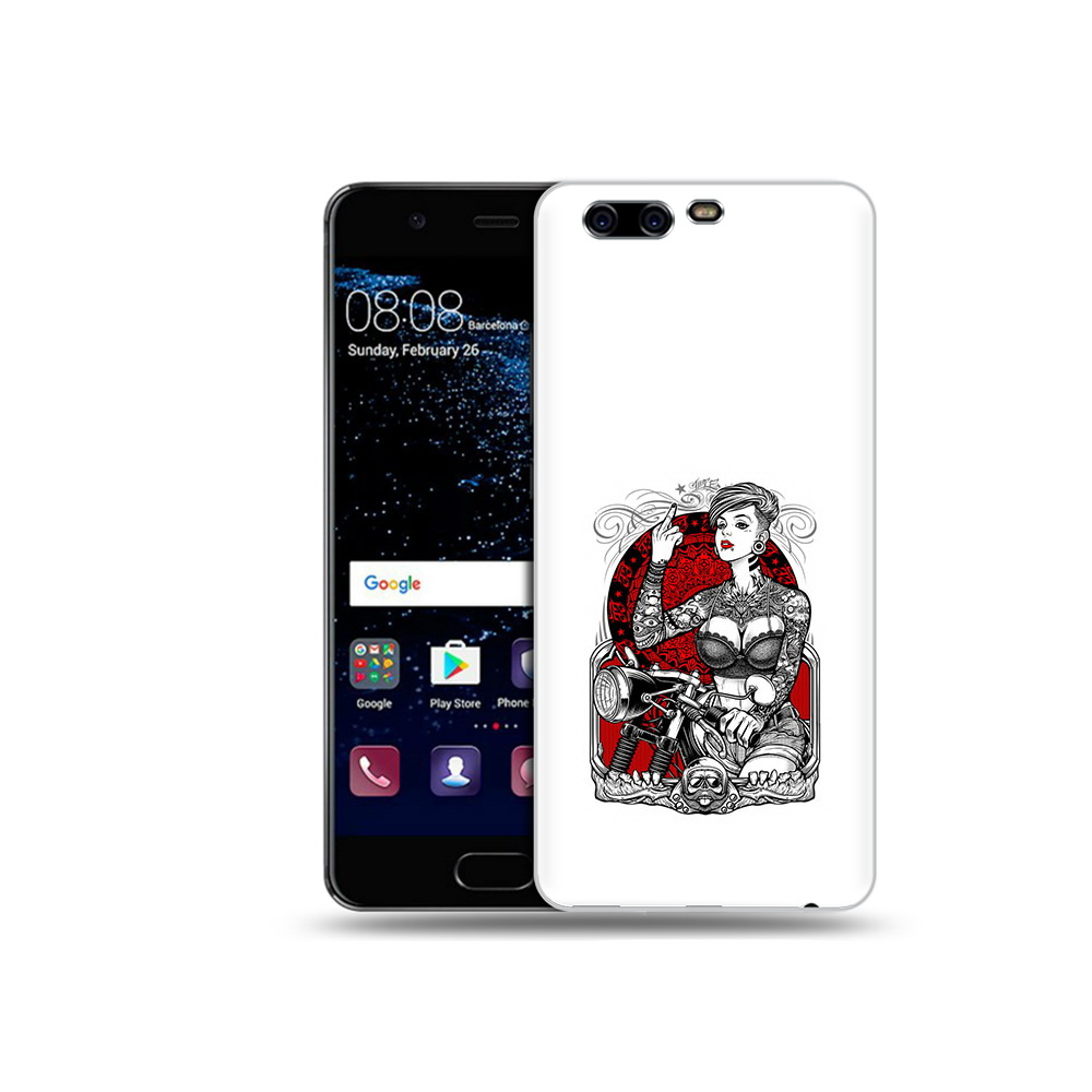 Чехол MyPads Tocco для Huawei P10 Plus девушка на мотоцикле (PT60941.40.308)