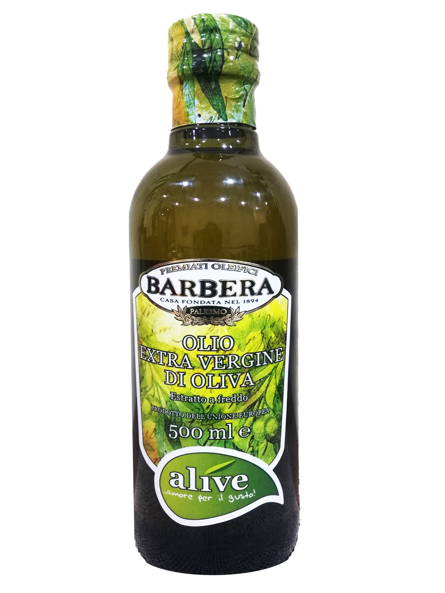 Масло оливковое Barbera Alive нерафинированное Extra virgin , 500 мл