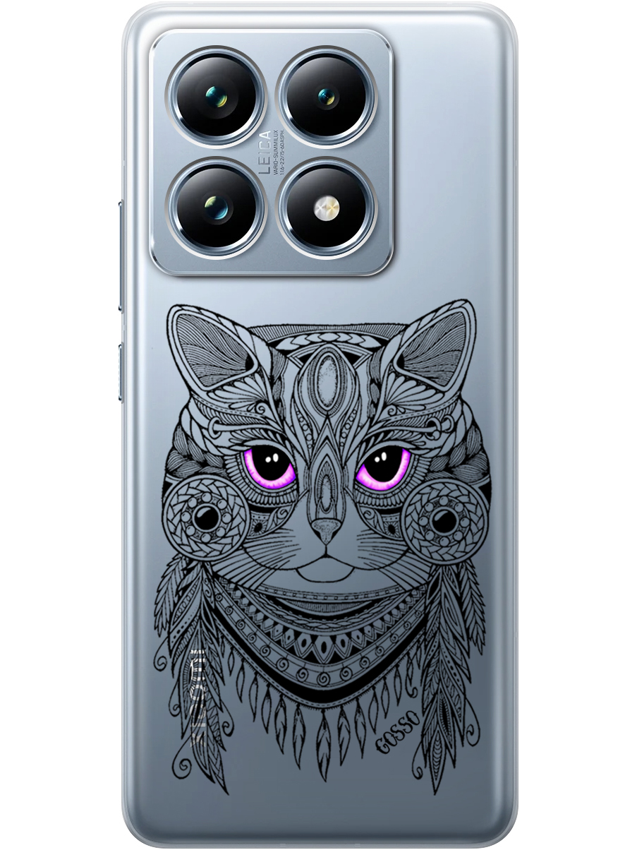 

Силиконовый чехол на Xiaomi 14T Pro с принтом "Розовоглазая кошка" прозрачный, Прозрачный;фиолетовый;черный, 785979012