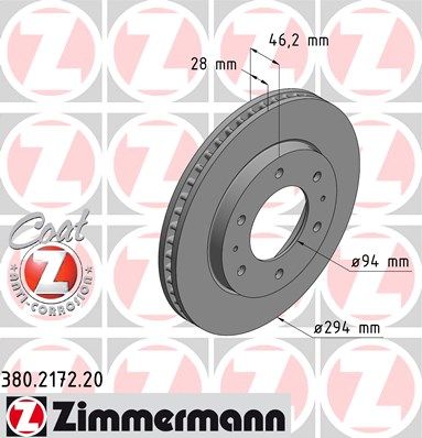 

380.2172.20_Диск Тормозной Передний Mitsubishi L200 Zimmermann 380217220