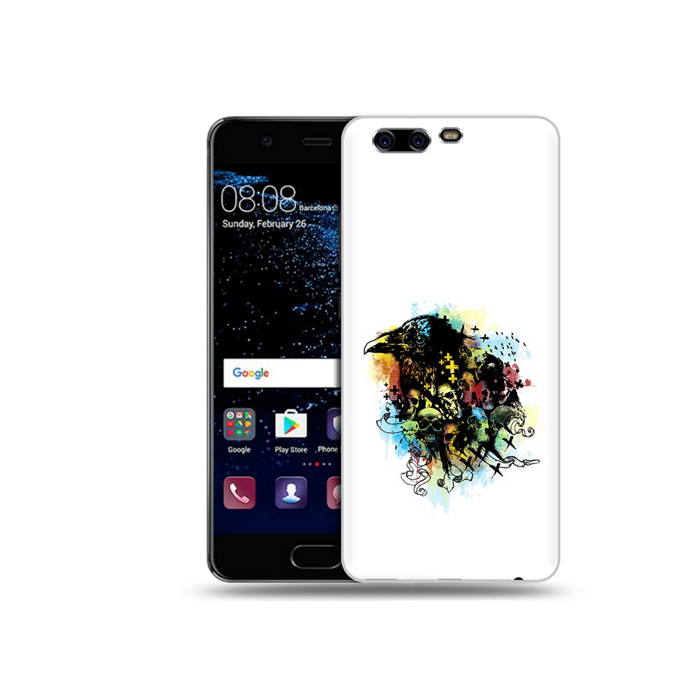 

Чехол MyPads Tocco для Huawei P10 Plus ворон и черепа (PT60941.40.273), Прозрачный, Tocco