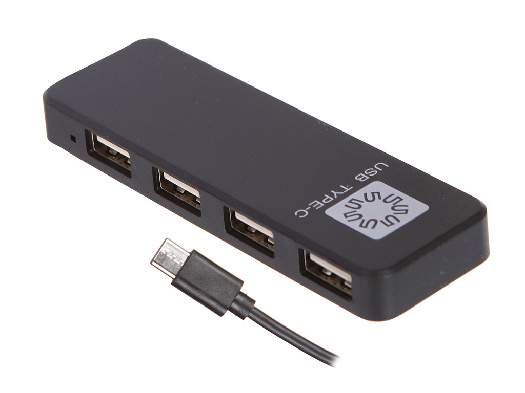 фото Разветвитель для компьютера 5bites 4xusb 2.0 - type-c plug black hb24c-210bk