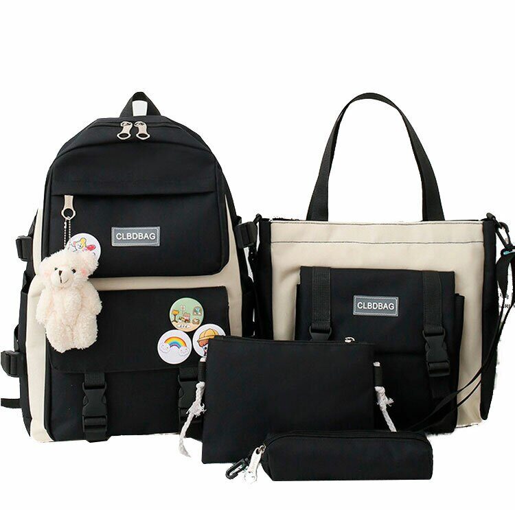 Набор сумок YakMi Рюкзак, пенал, сумка, сумка на плечо, черный 00-00003260
