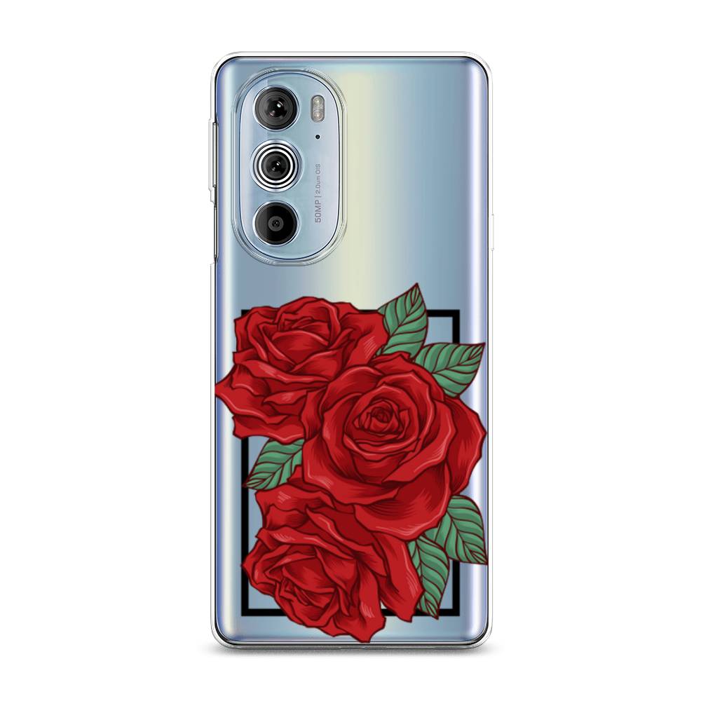 

Чехол на Motorola Edge 30 Pro "Три алые розы", Красный, 243350-2