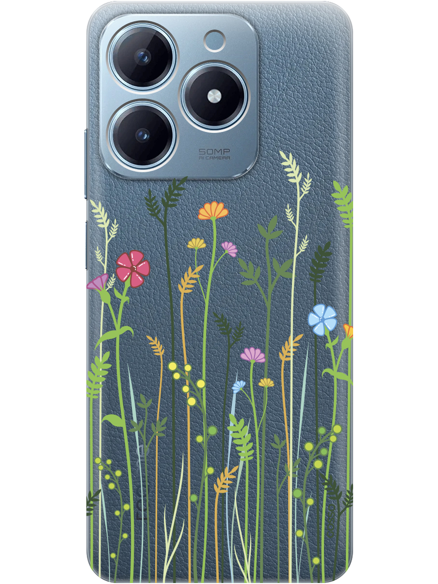 

Силиконовый чехол на Realme C61 / C63 с принтом "Цветы и папоротник" прозрачный, Прозрачный;желтый;зеленый;розовый, 785979623