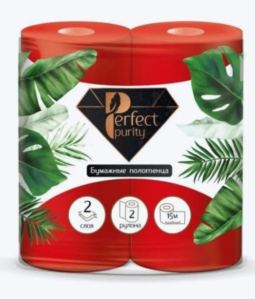 

Полотенца бумажныеPerfect Purity КРАСНЫЕ 2 рулона 2 слоя, Красный