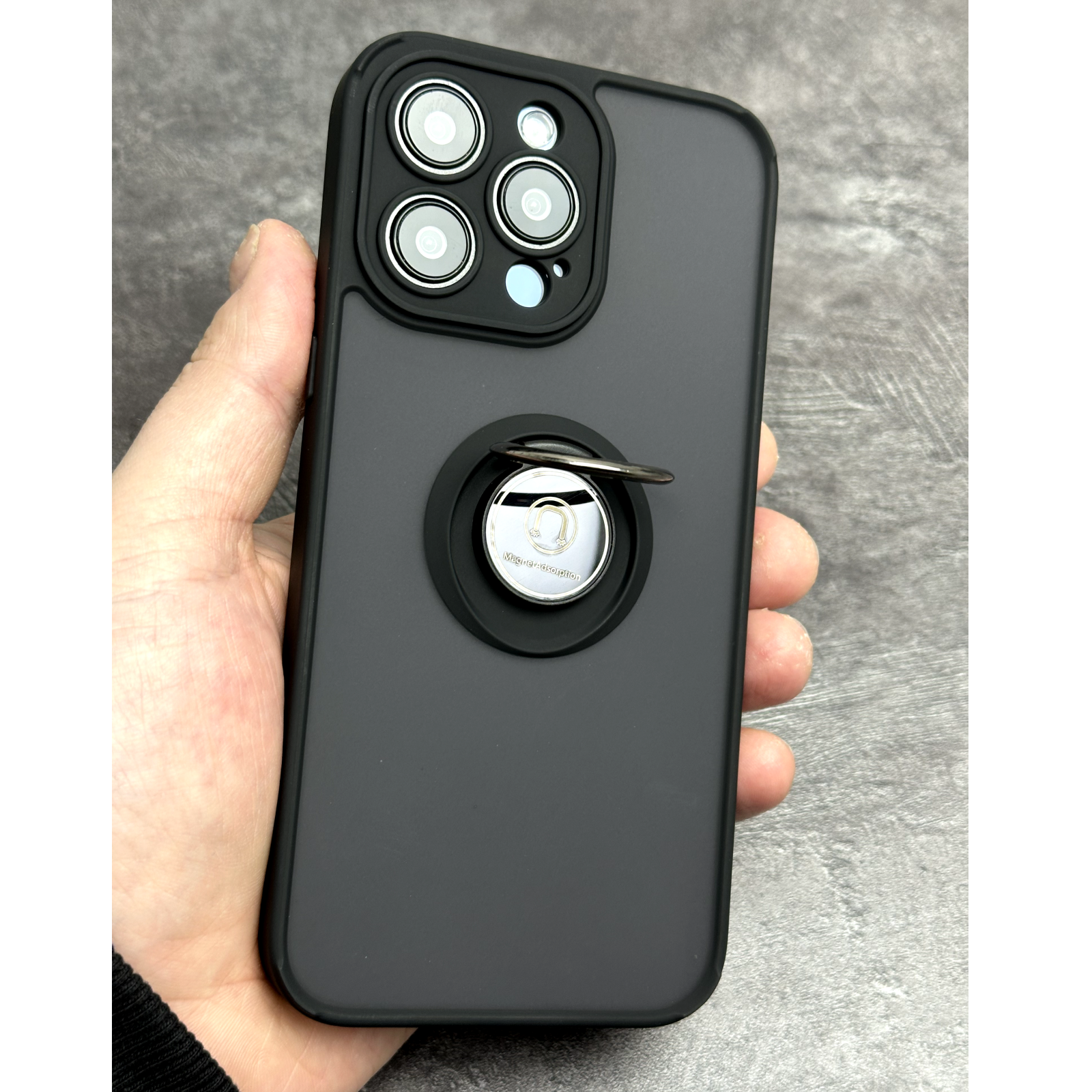 Чехол на iPhone 15 Pro Max противоударный, с кольцом, с магнитным держателем / Toderson