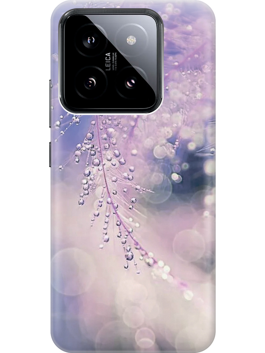 

Силиконовый чехол на Xiaomi 14 с рисунком "Ветка в капельках", Белый;синий;фиолетовый, 20012082