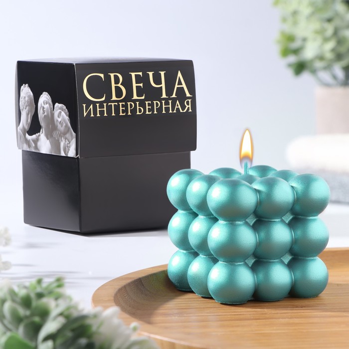 

Свеча фигурная "Баблс" большой куб, 5х5х5 см, тиффани, в коробке