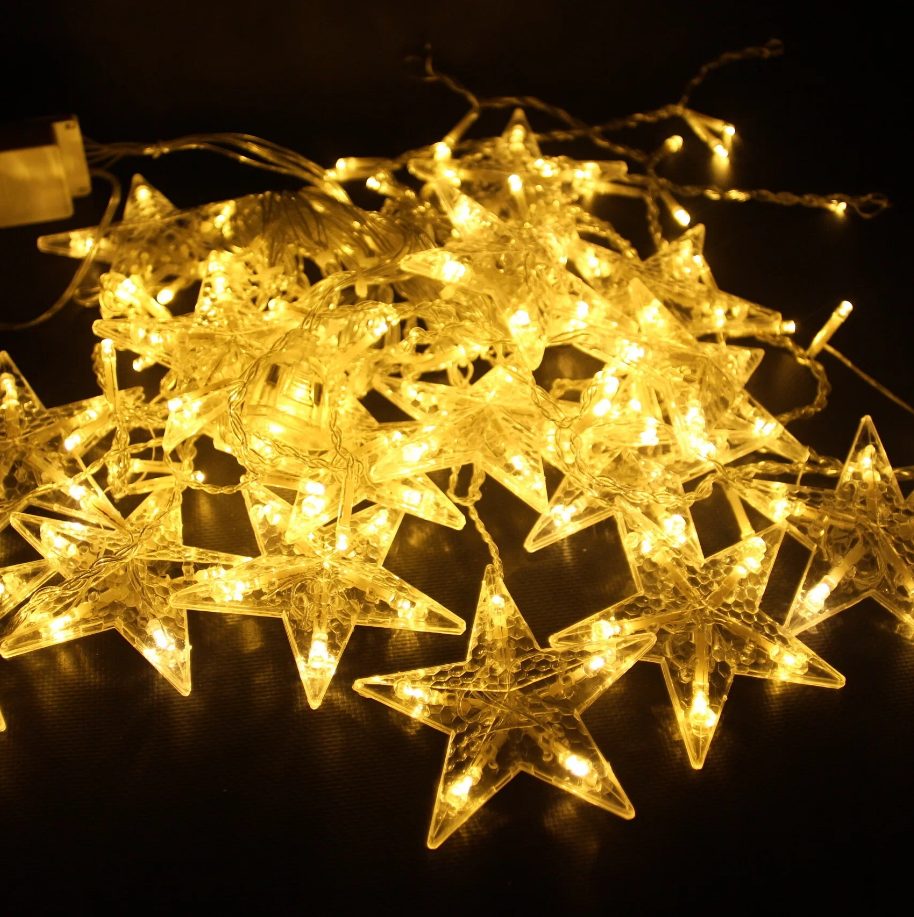 Световая гирлянда новогодняя Merry Christmas Звезды 14993-1 3 м белый теплый