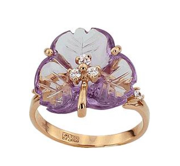 

Кольцо из красного золота с фианитом/аметистом р. 17,5 ALORIS Кольцо 1012АКц, Кольцо 1012АКц