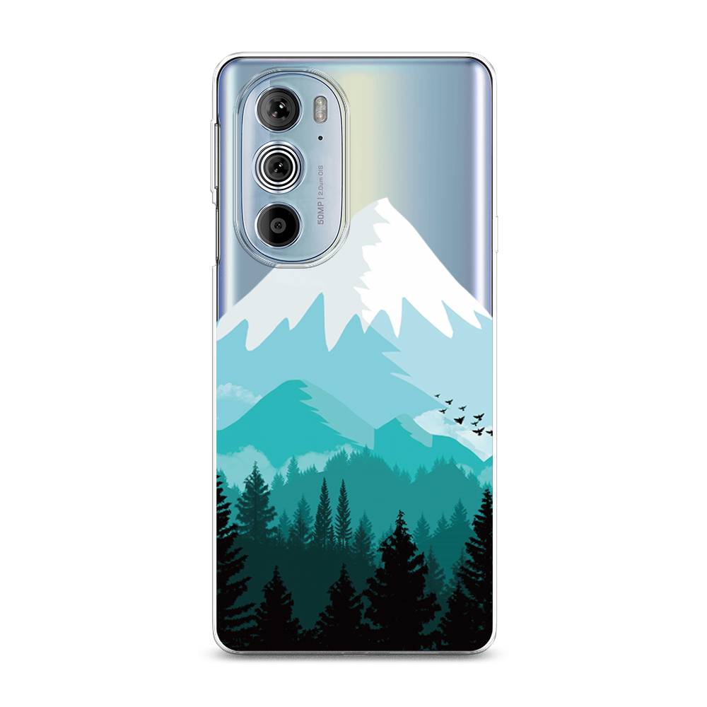 

Чехол на Motorola Edge 30 Pro "Синяя снежная гора", Белый;голубой, 243350-2