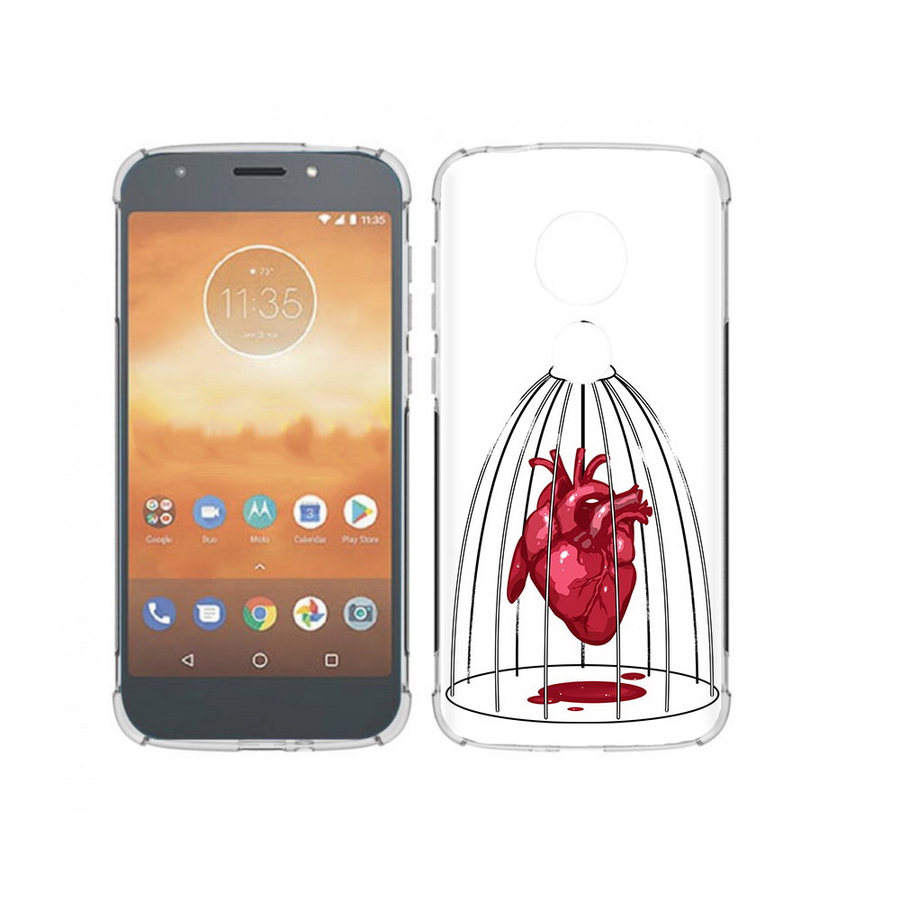 

Чехол MyPads Tocco для Motorola Moto E5 Play сердце в клетке (PT227065.372.597), Прозрачный, Tocco