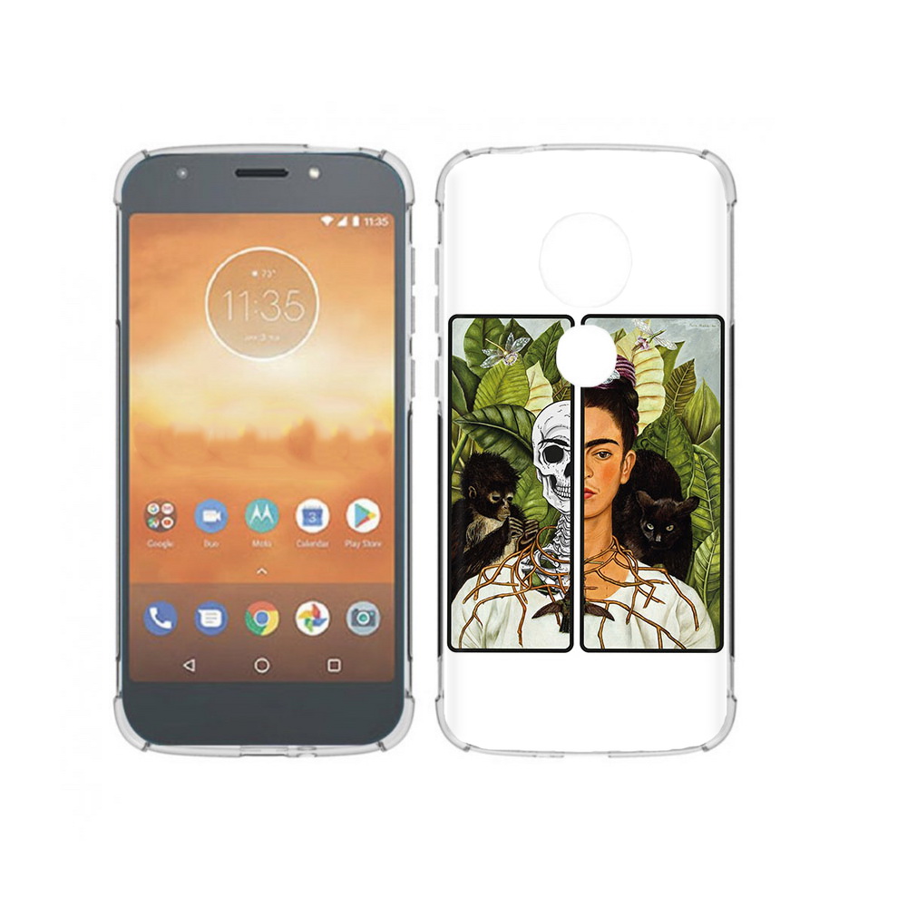 

Чехол MyPads Tocco для Motorola Moto E5 Play сдвоенная картинка девушка скелет, Прозрачный, Tocco