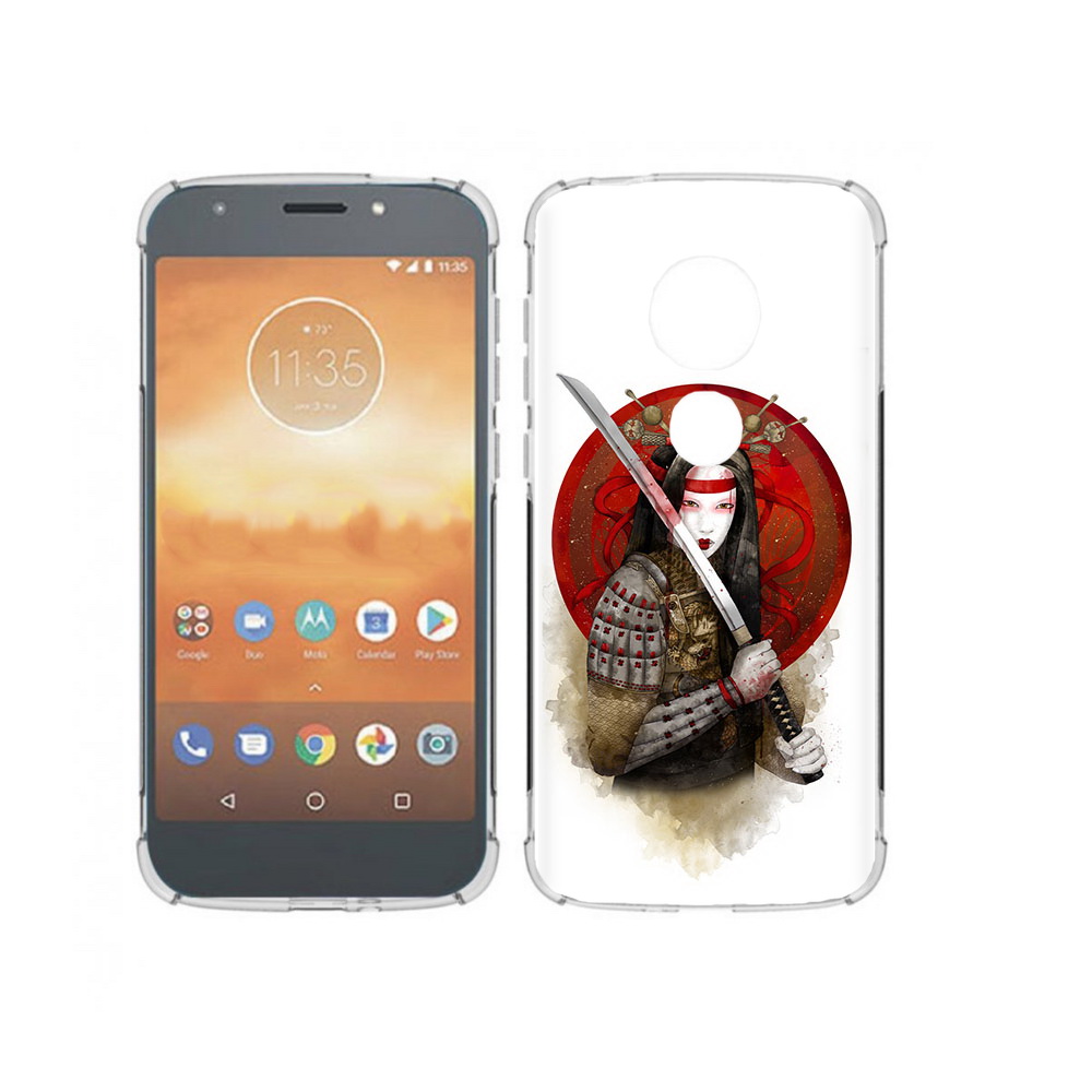 

Чехол MyPads Tocco для Motorola Moto E5 Play рисованная девушка с катаной, Прозрачный, Tocco