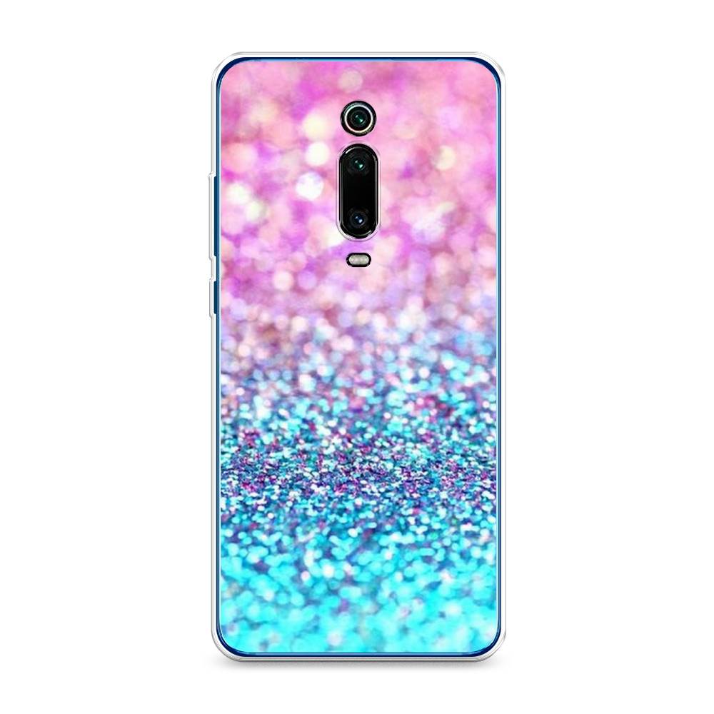 фото Силиконовый чехол "розово-голубые глиттеры рисунок" на xiaomi mi 9t awog