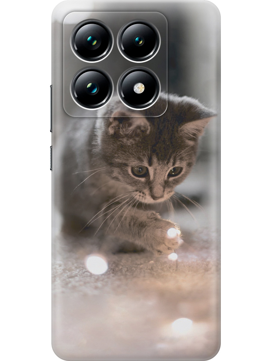 

Силиконовый чехол на Xiaomi 14T Pro с принтом "Котенок и свет", Прозрачный;белый;коричневый;серый, 785979011