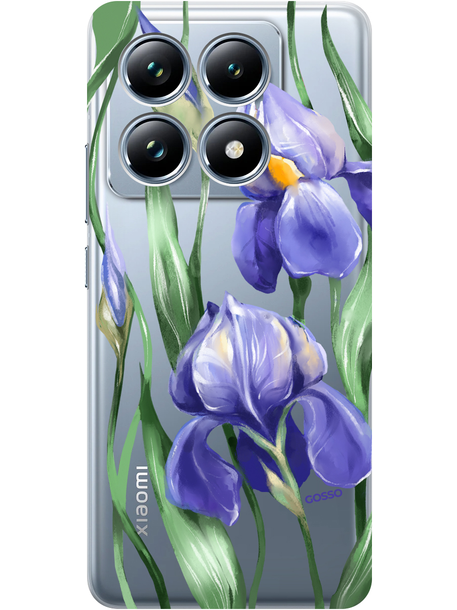

Силиконовый чехол на Xiaomi 14T Pro с принтом "Удивительные ирисы" прозрачный, Прозрачный;белый;синий, 785979021
