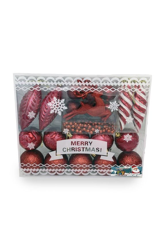 

Набор елочных игрушек Merry Christmas 1031 5 см 33 шт. красный
