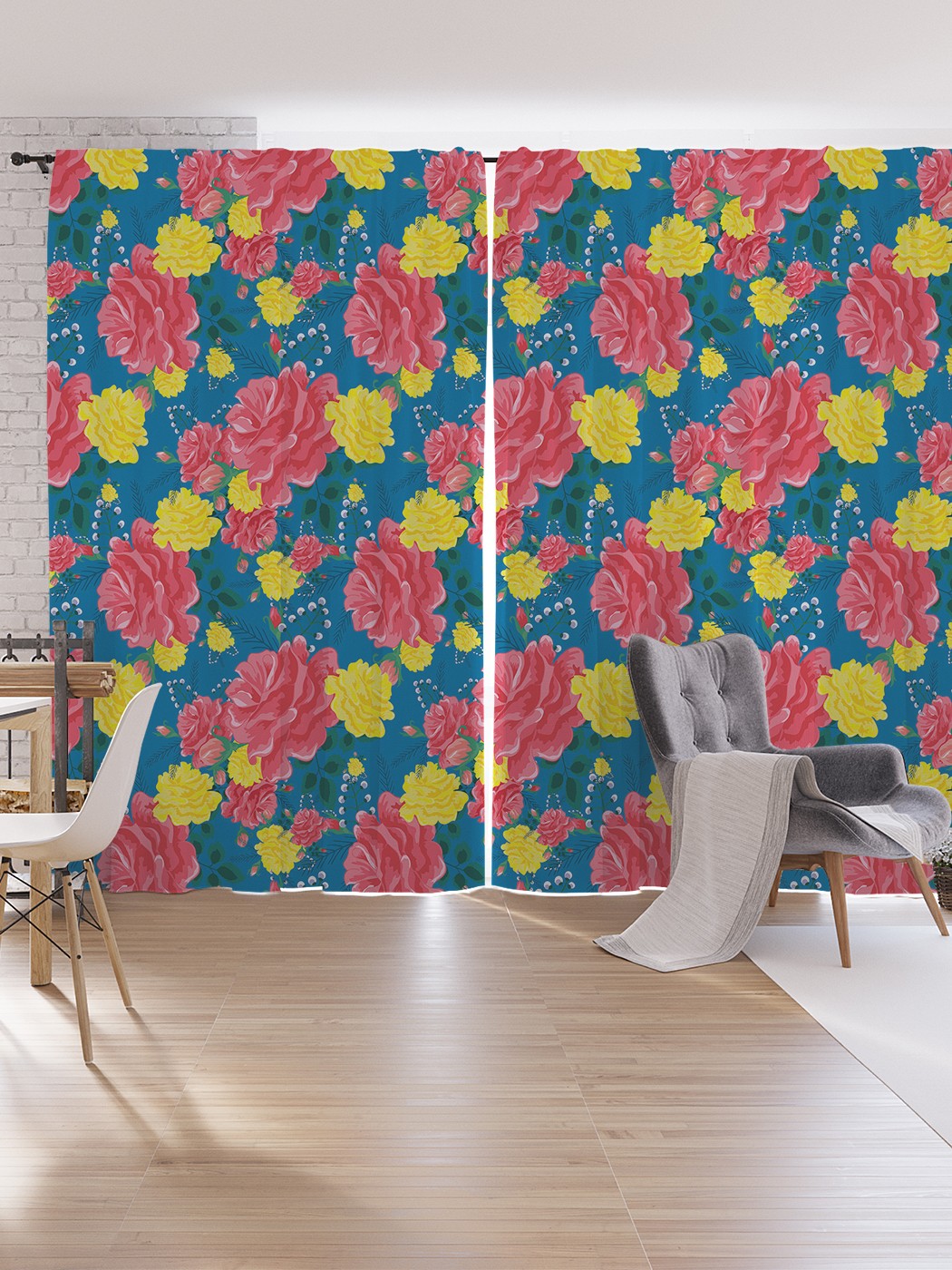 

Шторы под лён JoyArty "Красочные пионы", серия Oxford DeLux, 340х265 см, Красочные пионы