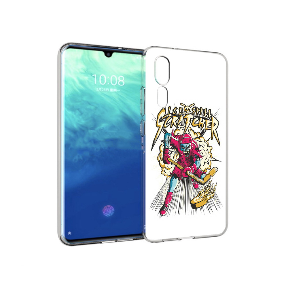 

Чехол MyPads Tocco для ZTE Axon 10 Pro нарисованный скелет хоккеист (PT134302.444.514), Прозрачный, Tocco
