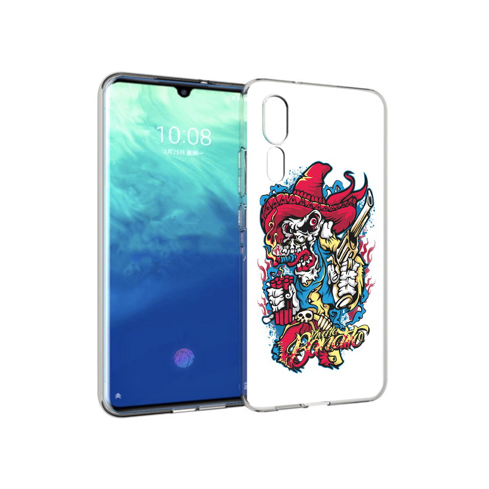 

Чехол MyPads Tocco для ZTE Axon 10 Pro нарисованный скелет с писталетом (PT134302.444.513), Прозрачный, Tocco