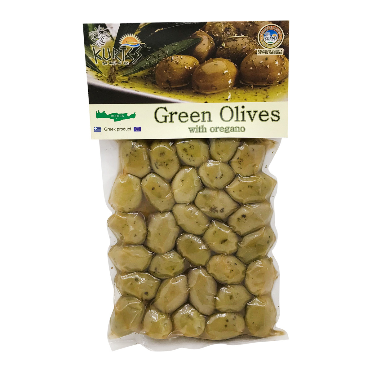 фото Kurtes оливки зеленые с косточкой приправленные орегано 250 г