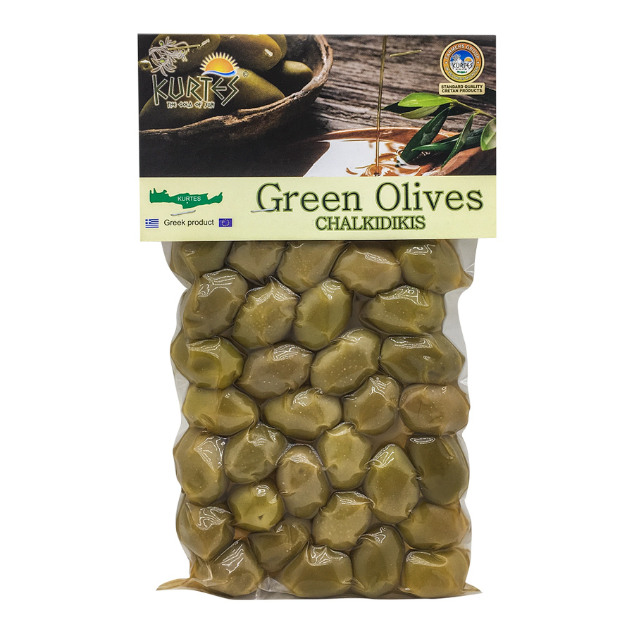 фото Kurtes оливки зеленые с косточкой халкидики 250 г