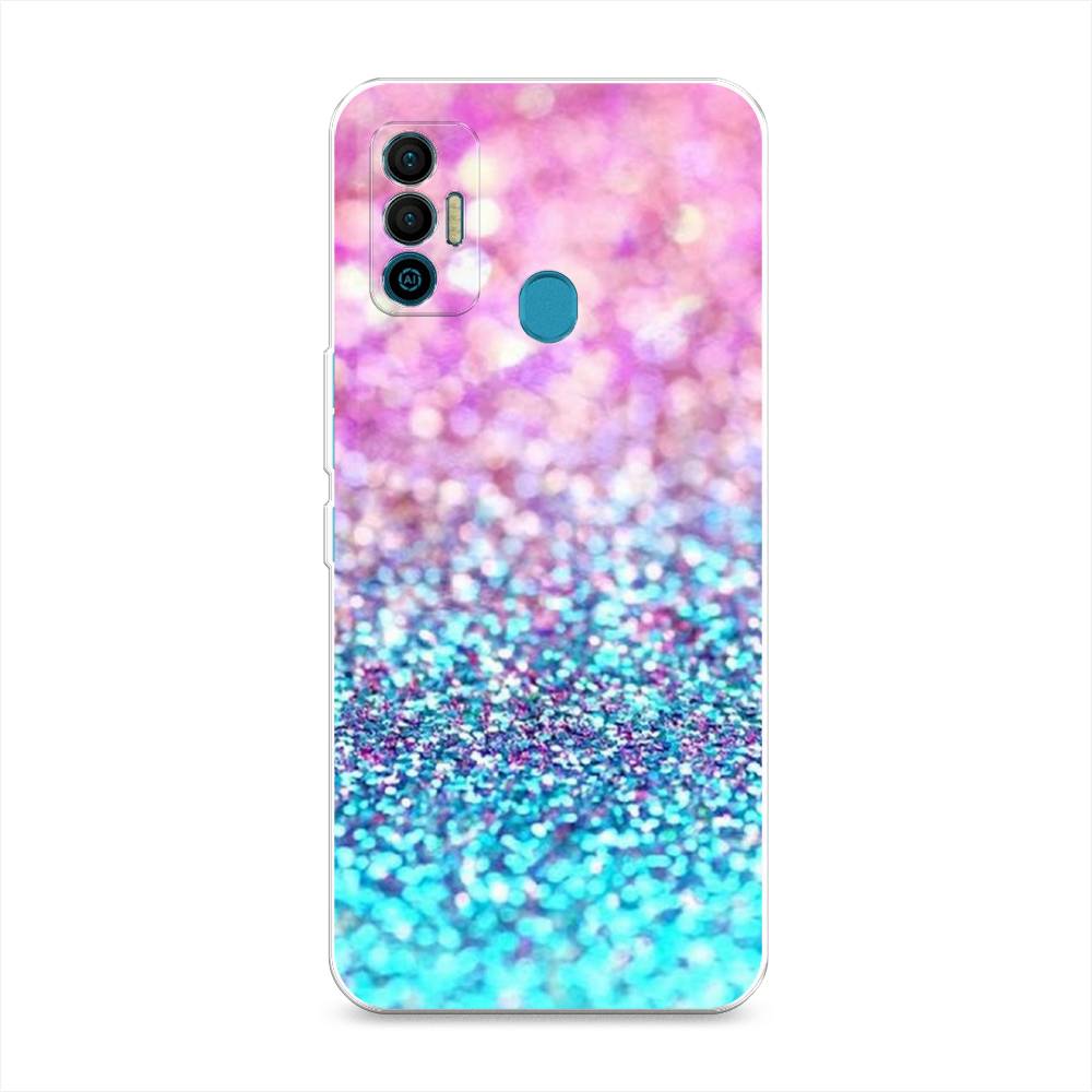 

Силиконовый чехол "Розово-голубые глиттеры рисунок" на Tecno Spark 7