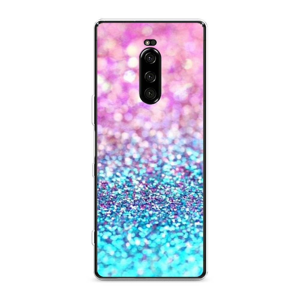 

Силиконовый чехол "Розово-голубые глиттеры рисунок" на Sony Xperia XZ4