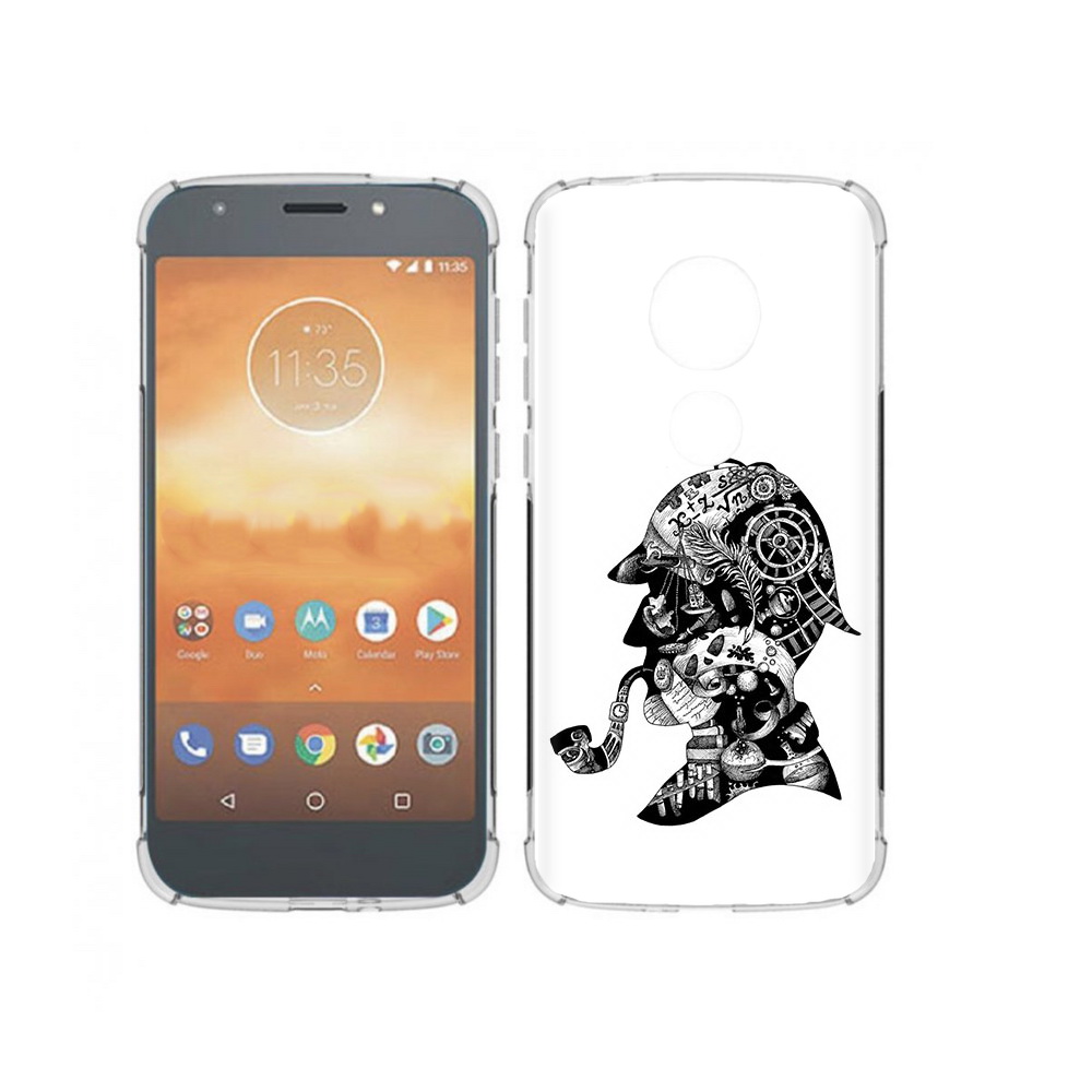 

Чехол MyPads Tocco для Motorola Moto E5 Play мужчина с трубкой абстракция, Прозрачный, Tocco