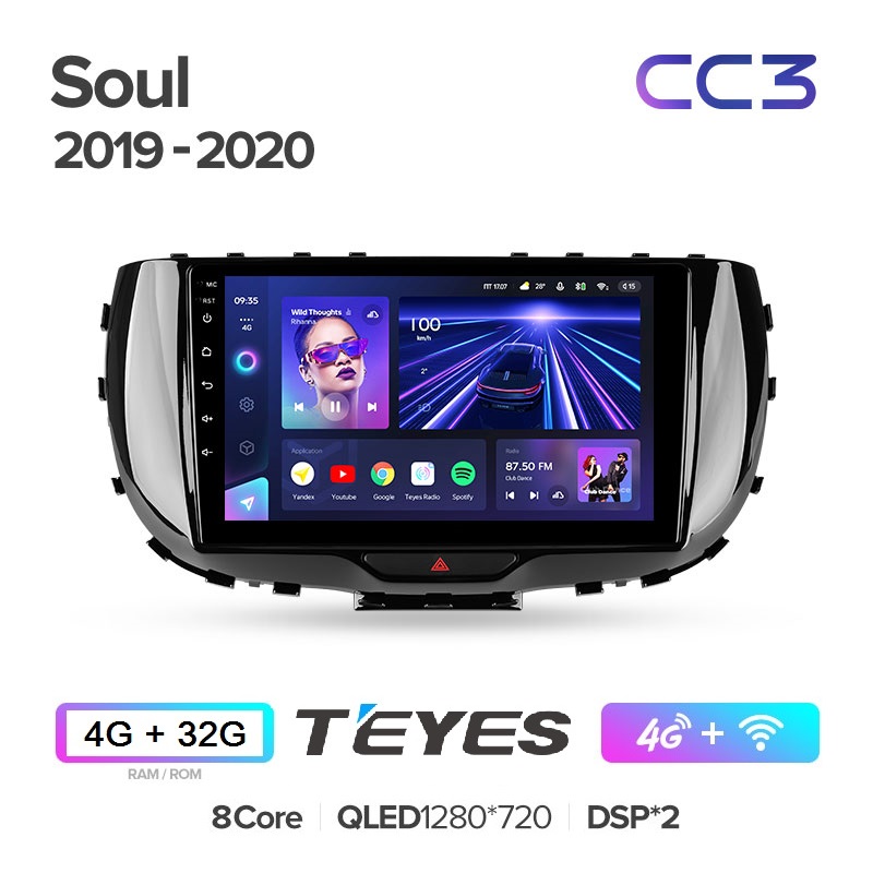 Автомагнитола Teyes CC3 4/32Гб Kia Soul SK3 2019 2020 ANDROID 10, QLED экран
