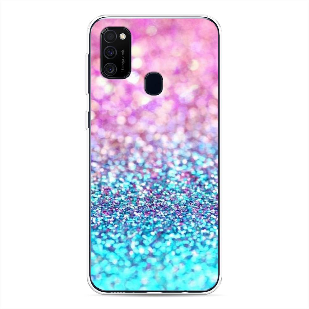 фото Силиконовый чехол "розово-голубые глиттеры рисунок" на samsung galaxy m30s awog