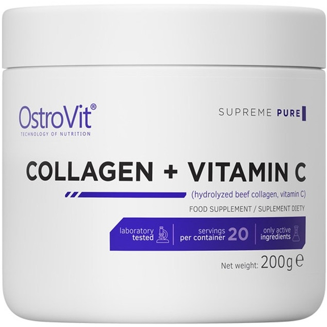 Добавка Ostrovit Ostrovit, Collagen+Vitamin C, 200г (Натуральный без вкуса)