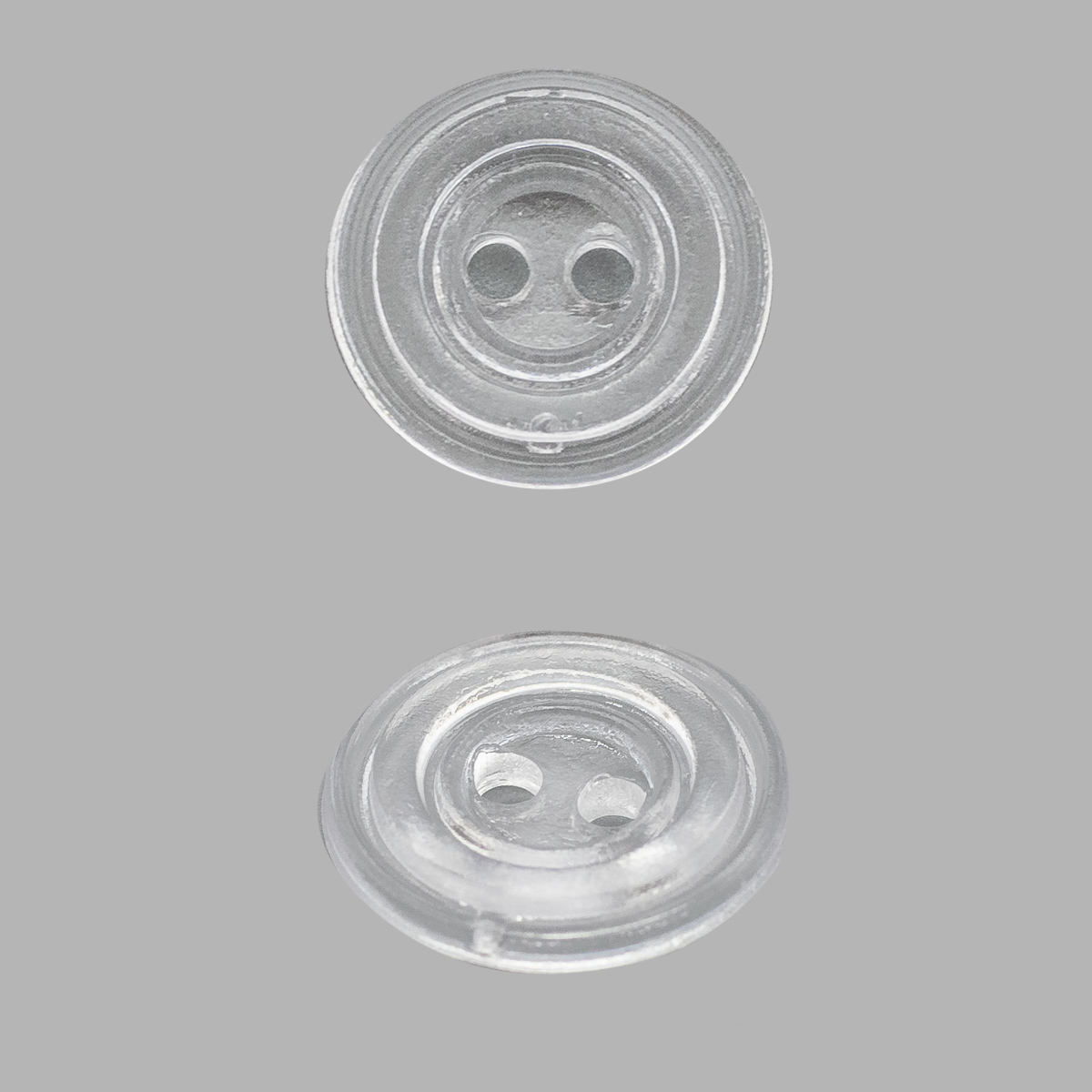 Пуговица АЙРИС, КЛ17-2, 17 мм, 2 прокола, полистирол, прозрачный, 1000 шт