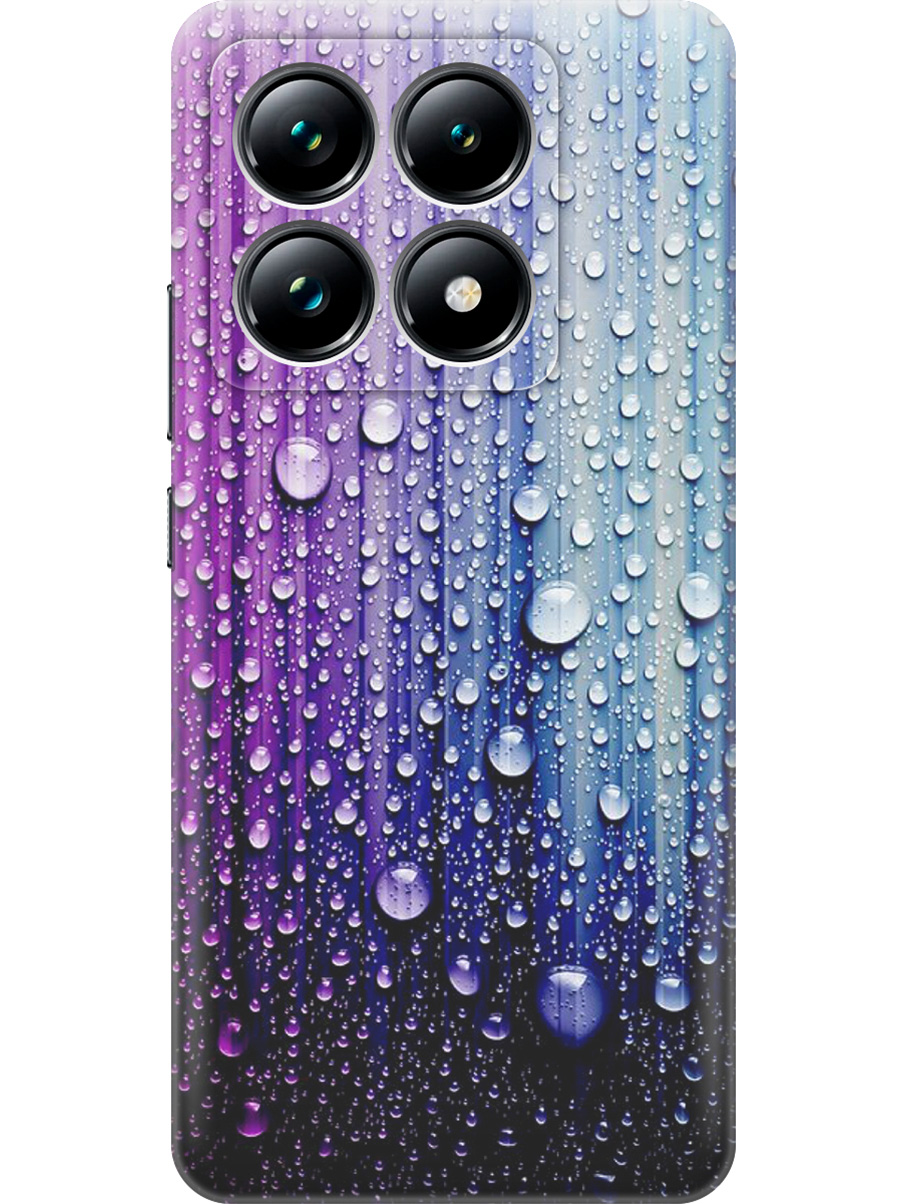 

Силиконовый чехол на Xiaomi 14T Pro с принтом "Капли на голубом", Прозрачный;голубой;фиолетовый, 785979041
