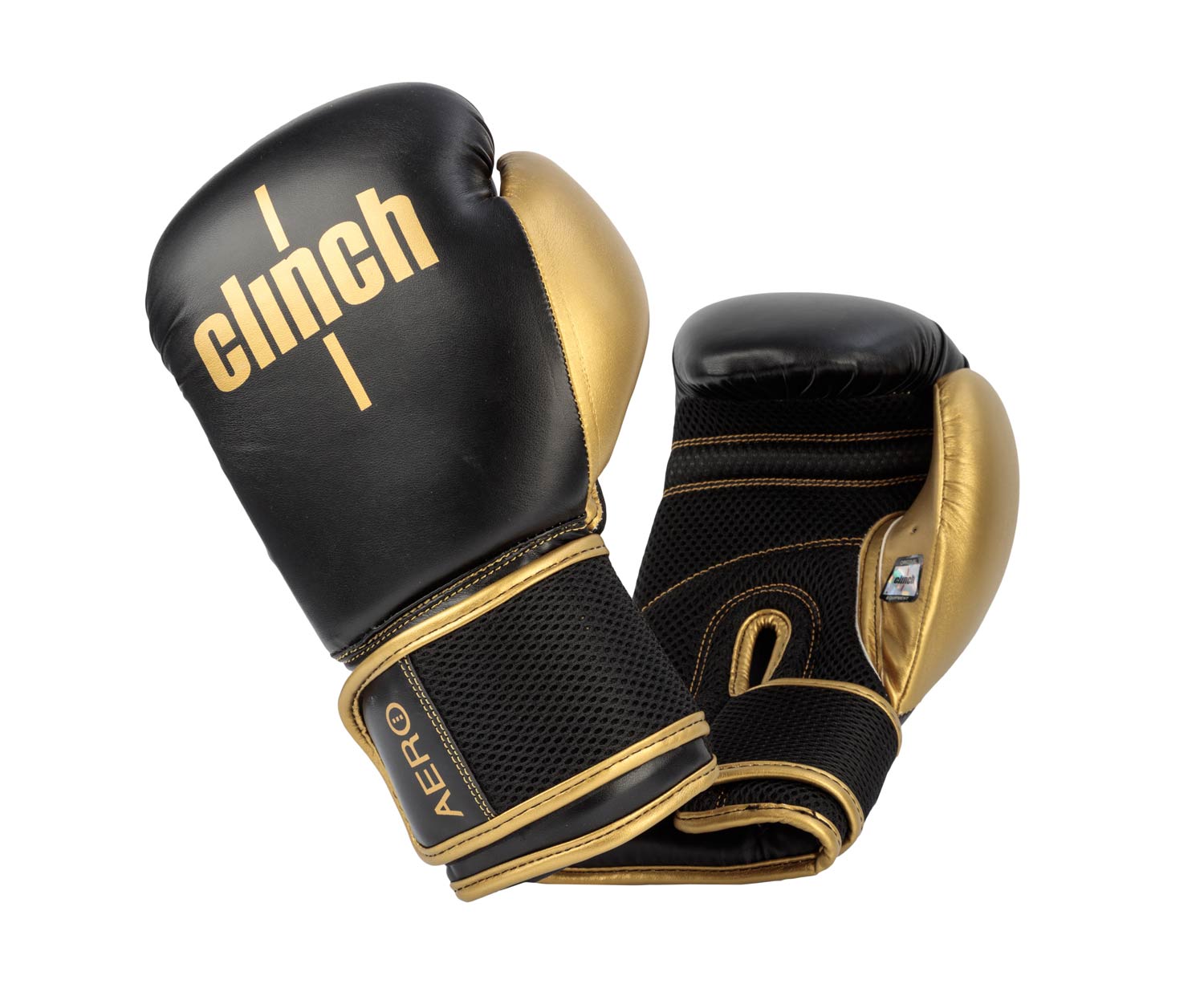 Перчатки боксерские Clinch Aero 2.0 черно-золотые (вес 12 унций)