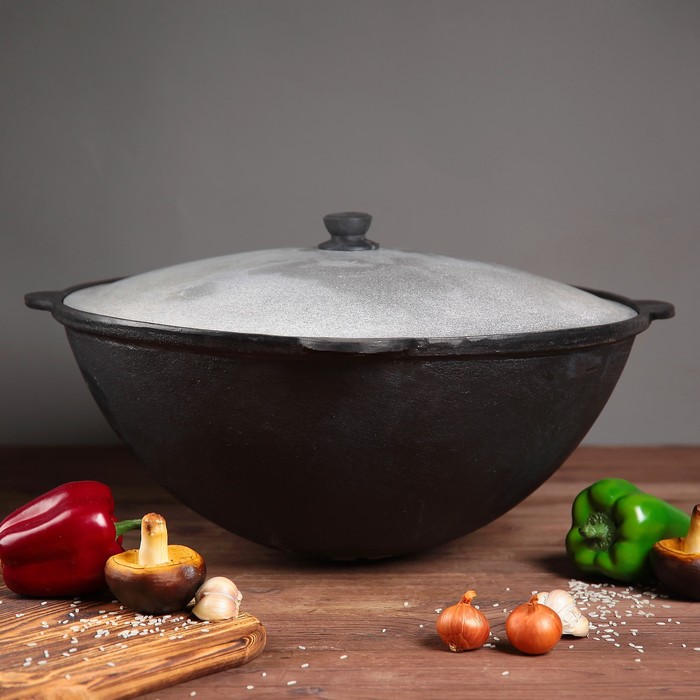 

Казан с крышкой, 16 л, круглое дно, Черный