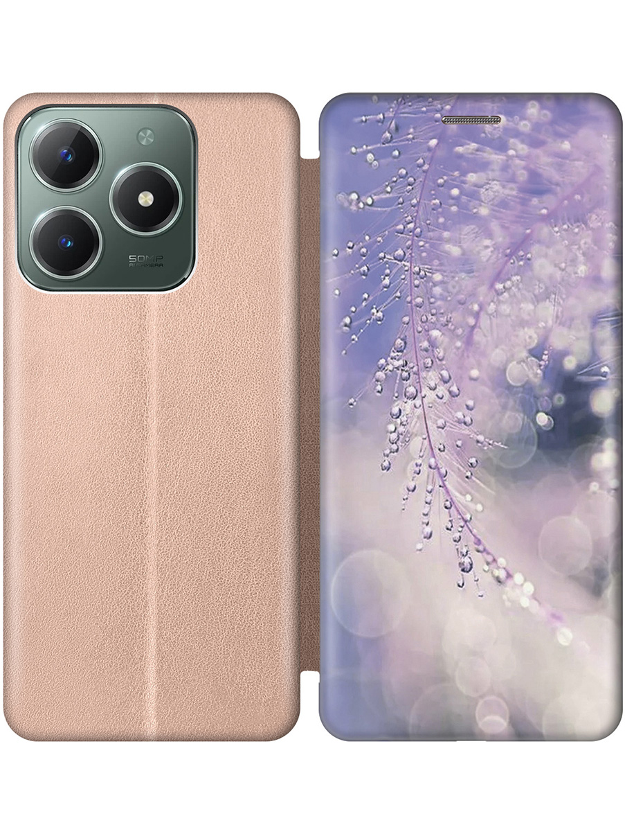 

Чехол-книжка на Realme C61 / C63 с принтом "Ветка в капельках" золотой, Золотистый;белый;синий;фиолетовый, 785979623
