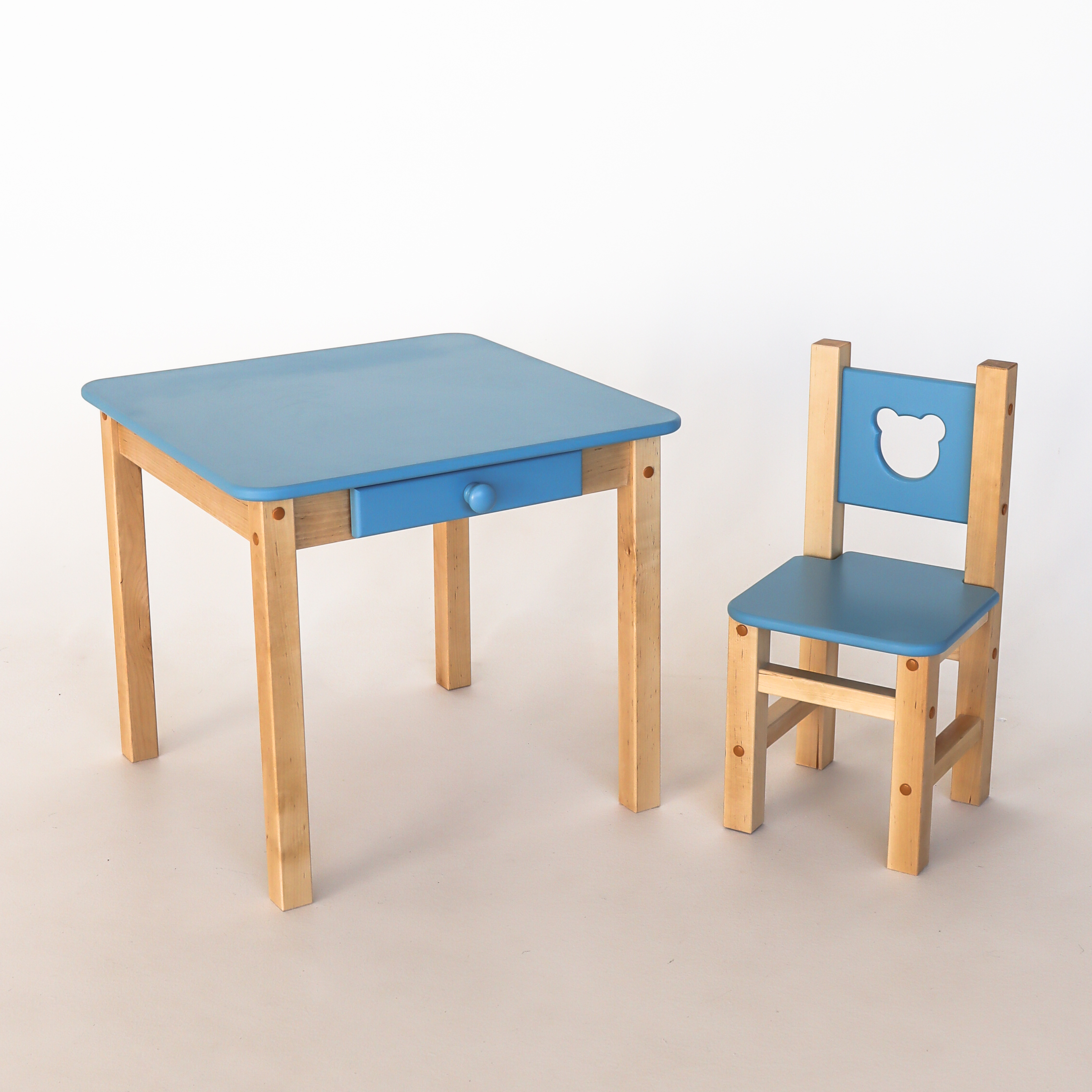 Детский стол и стул Simba набор FOREST Blue деревянный из березы
