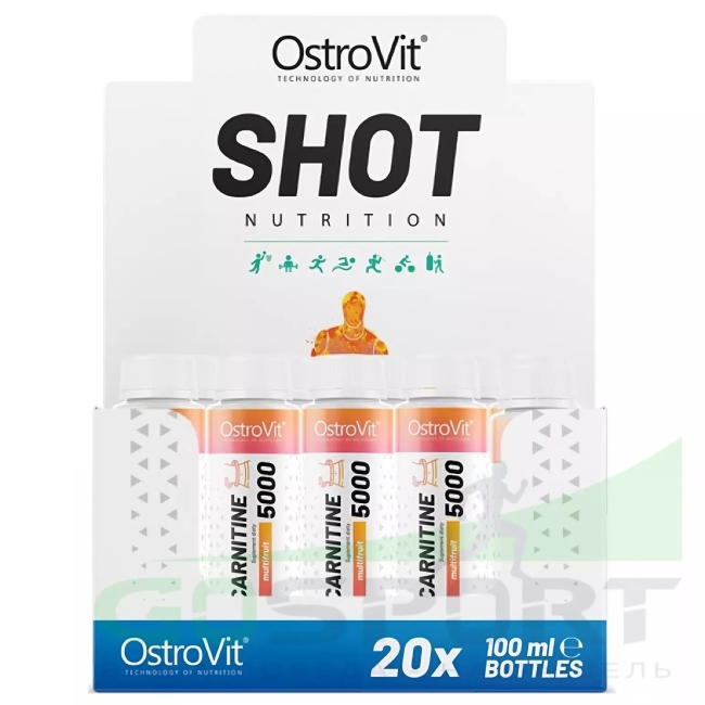 L-карнитин Ostrovit Ostrovit L-Carnitine 5000 Shot 100mlx20 Мультифрукт 4709₽