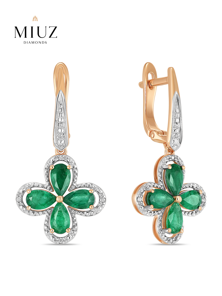 

Серьги подвески из красного золота MIUZ Diamonds E01-SS-35787-EM, бриллиант/изумруд, E01-SS-35787-EM