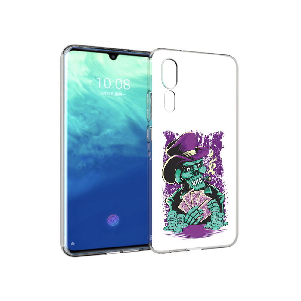 

Чехол MyPads Tocco для ZTE Axon 10 Pro зеленый череп с картами (PT134302.444.361), Прозрачный, Tocco