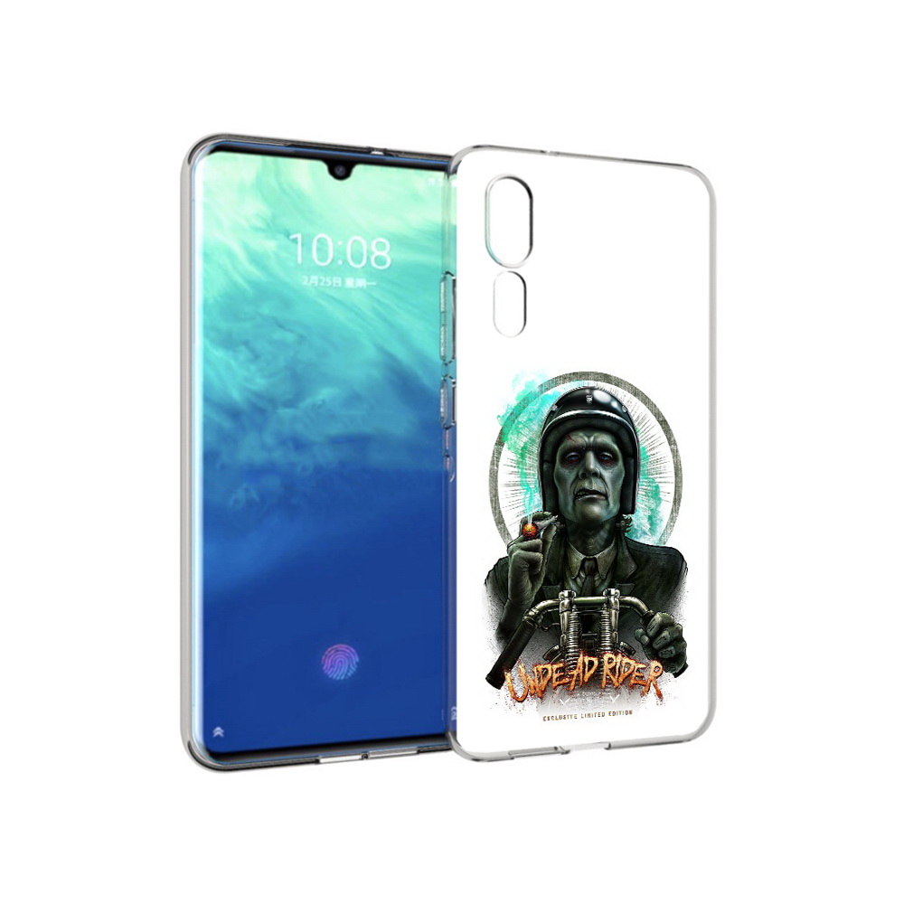 

Чехол MyPads Tocco для ZTE Axon 10 Pro зеленый мужчина с сигаретой на мотоцикле, Прозрачный, Tocco