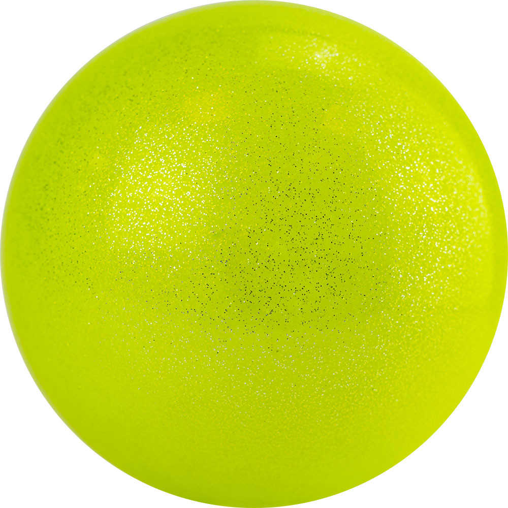 Мяч для художественной гимнастики Torres AGP-19-03, диаметр 19 см, желтый с блестками