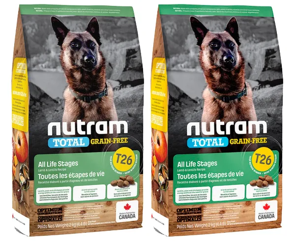 

Сухой корм для собак Nutram All Life Stages, мясо ягненка с бобовыми, 2кг х 2шт, Сухой корм для собак беззерновой Nutram Dog T26 Lamb and Lentils Dog Food, мясо ягненка с бобовыми 2кг х 2шт